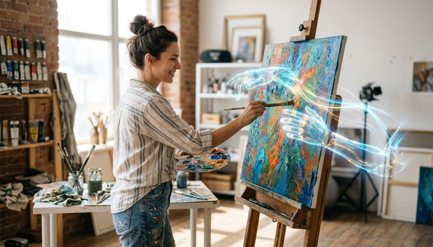 Imaginer un futur où images ia et artistes traditionnels collaborent
